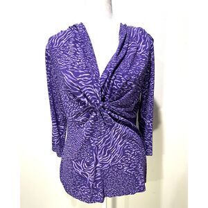 Fresh Produce blouse USA draped purple casual comfy cotton women's M